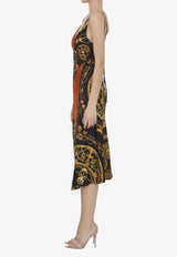 Ornament-Print Midi Dress