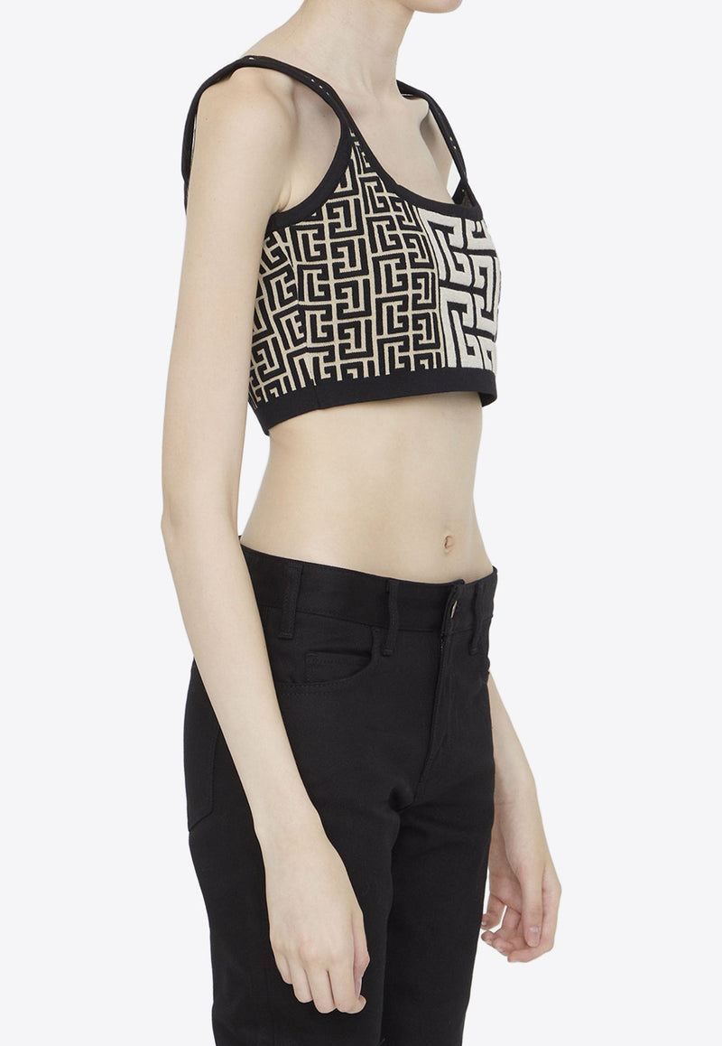 Monogram Knit Cropped Top in Wool Blend