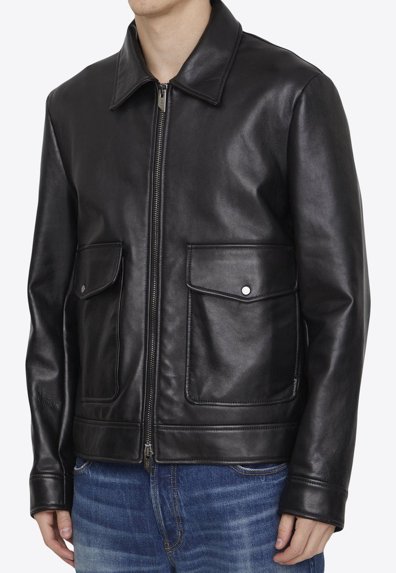 Zip-Up Leather Jacket