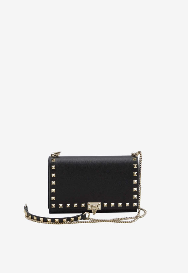 Small Rockstud Grained Leather Clutch Bag