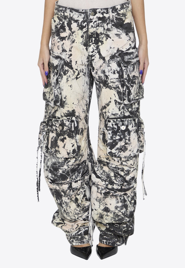 Fern Paint Splatter-Effect Cargo Pants