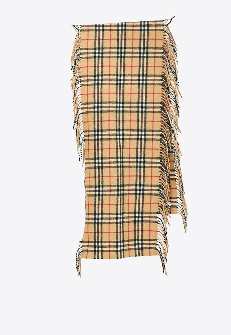 Signature Check Fringed Cashmere Scarf