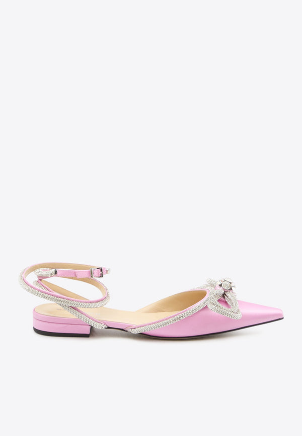 Double Bow Satin Slingback Flats