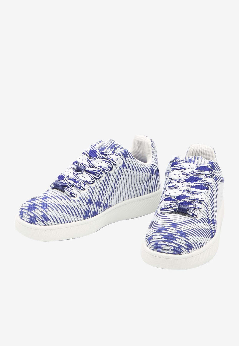 Box Check Knit Low-Top Sneakers