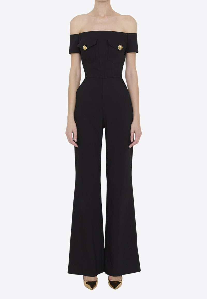 Off-Shoulder Crepe Jumpsuit