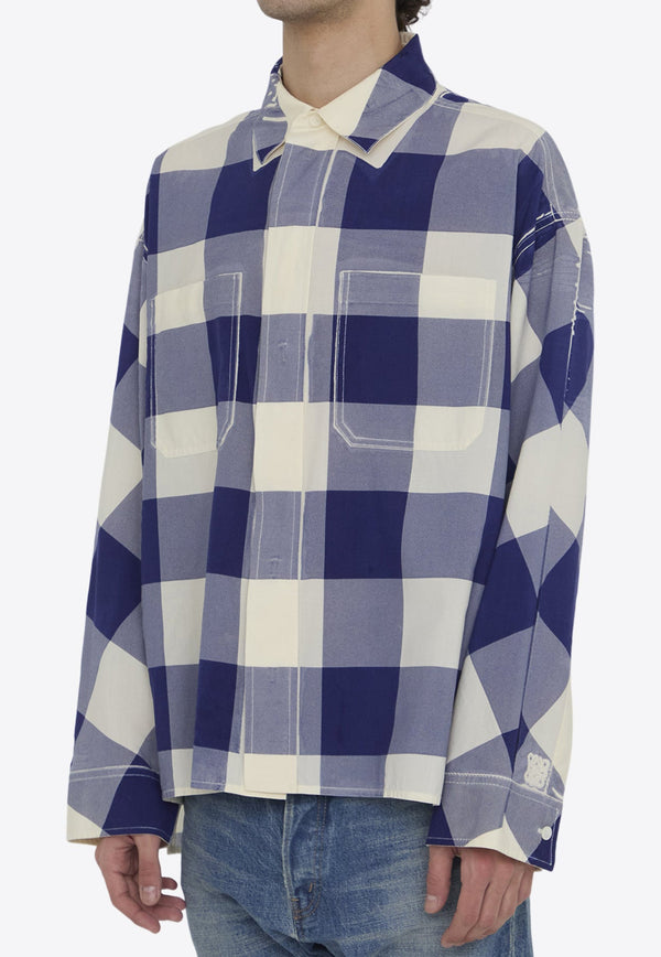 Long-Sleeved Checked Shirt in Wool