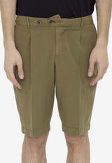 Elasticated Linen-Blend Bermuda Shorts