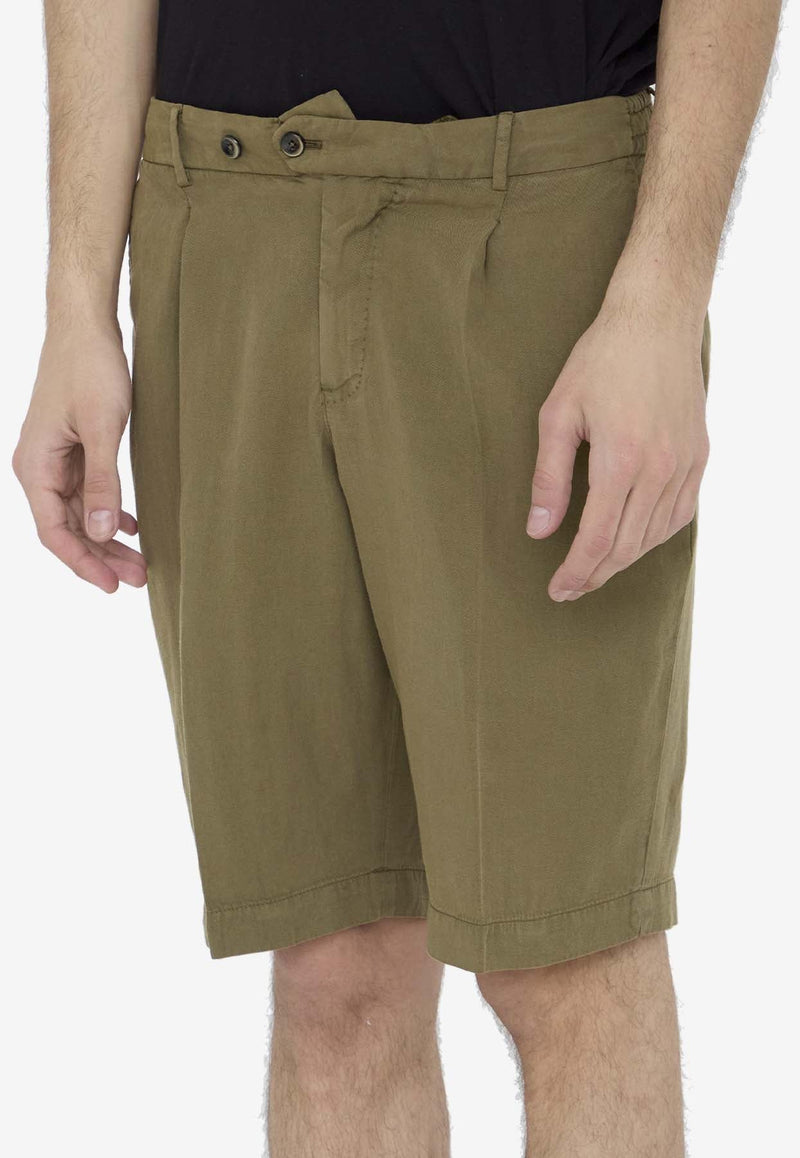 Elasticated Linen-Blend Bermuda Shorts