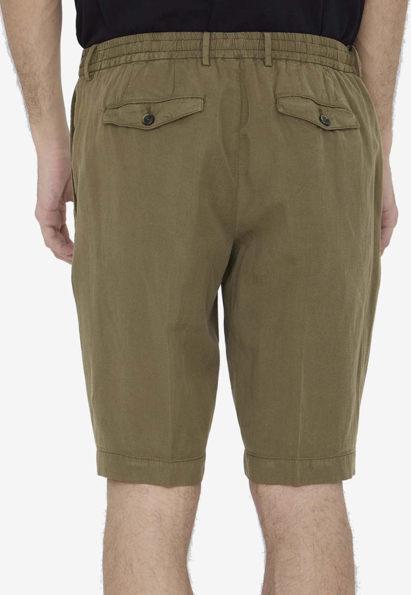 Elasticated Linen-Blend Bermuda Shorts