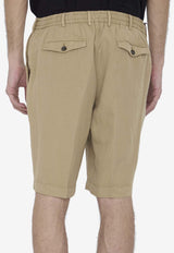 Elasticated Linen-Blend Bermuda Shorts