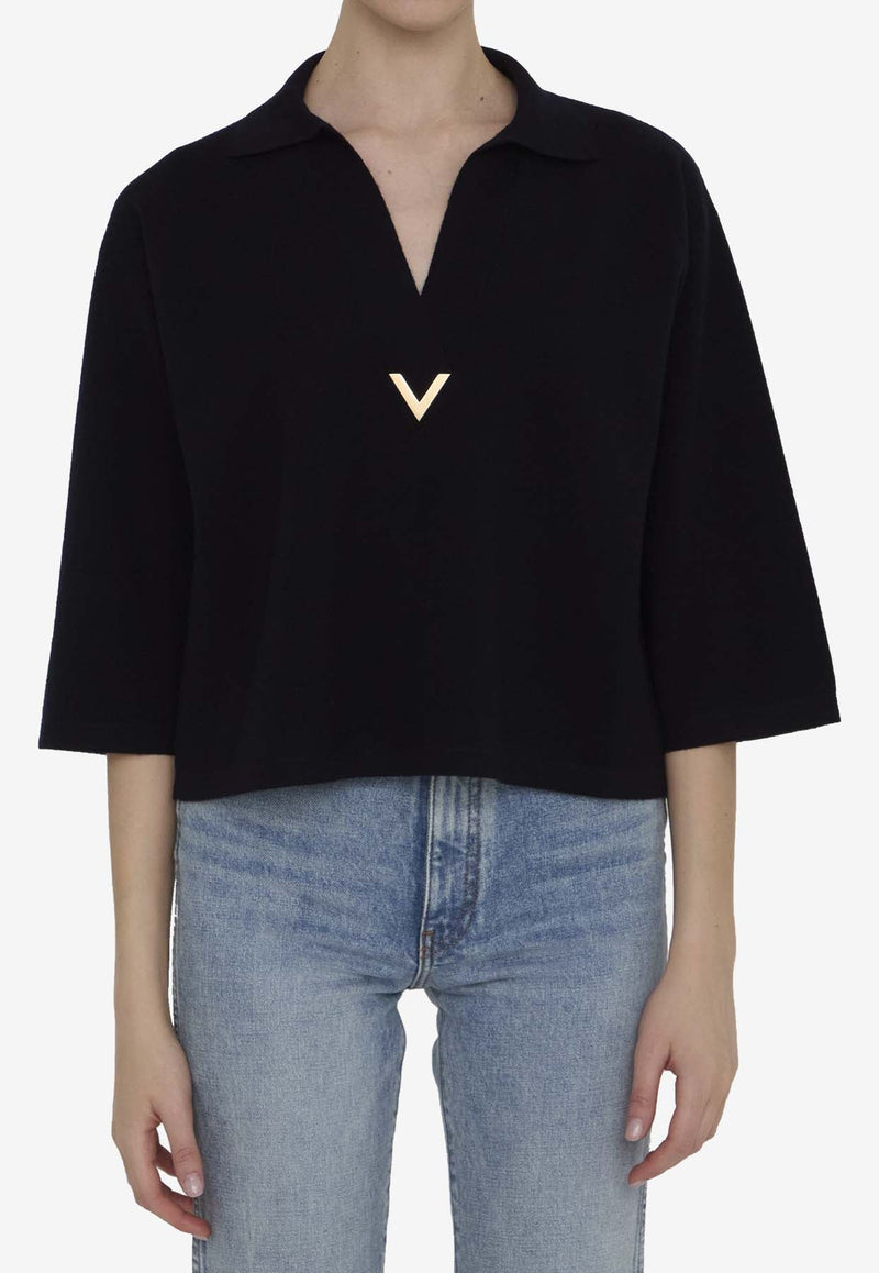 VLogo Knit Top in Virgin Wool