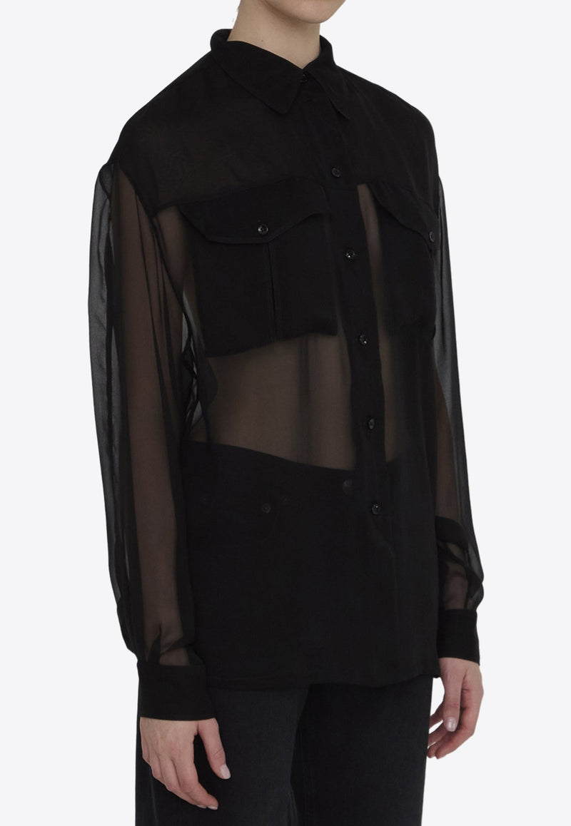 Semi-Sheer Long-Sleeved Shirt