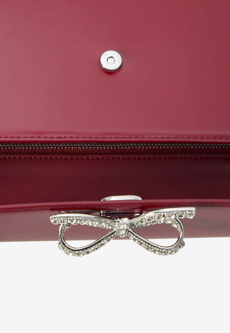 Crystal-Embellished Bow Baguette Bag