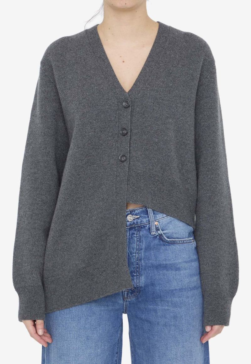 Buttoned Asymmetric Cardigan in Cashmere