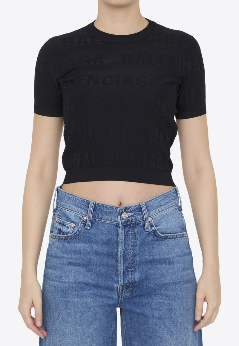 All-Over Logo Cropped Top