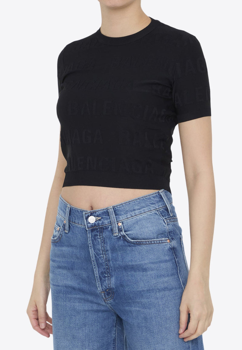 All-Over Logo Cropped Top