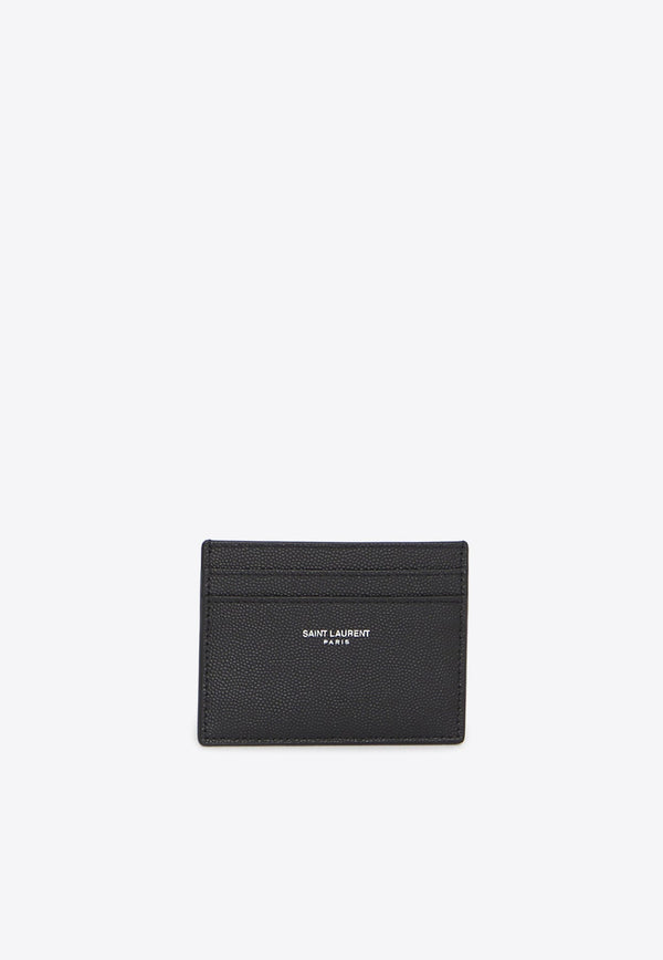 Stamped Logo Cardholder in Grained Leather