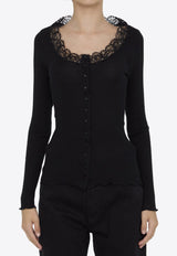 Lace- Trimmed Wool-Blend Cardigan