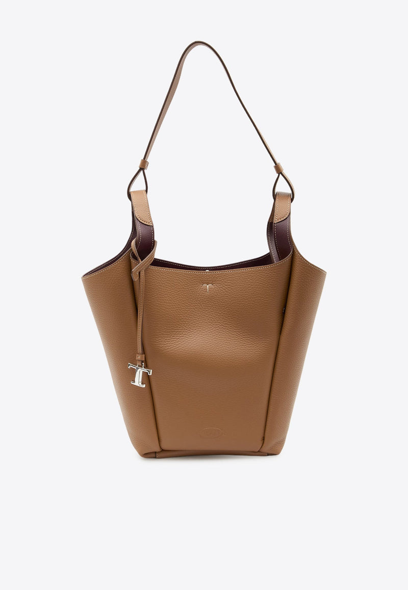 Small Grained Leather Bucket Bag
