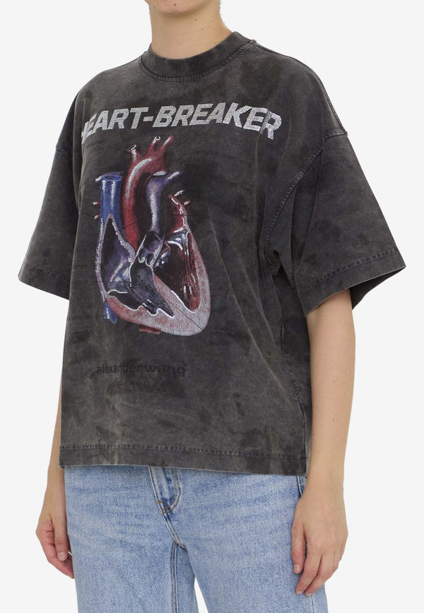 Heartbreaker Print Washed T-shirt