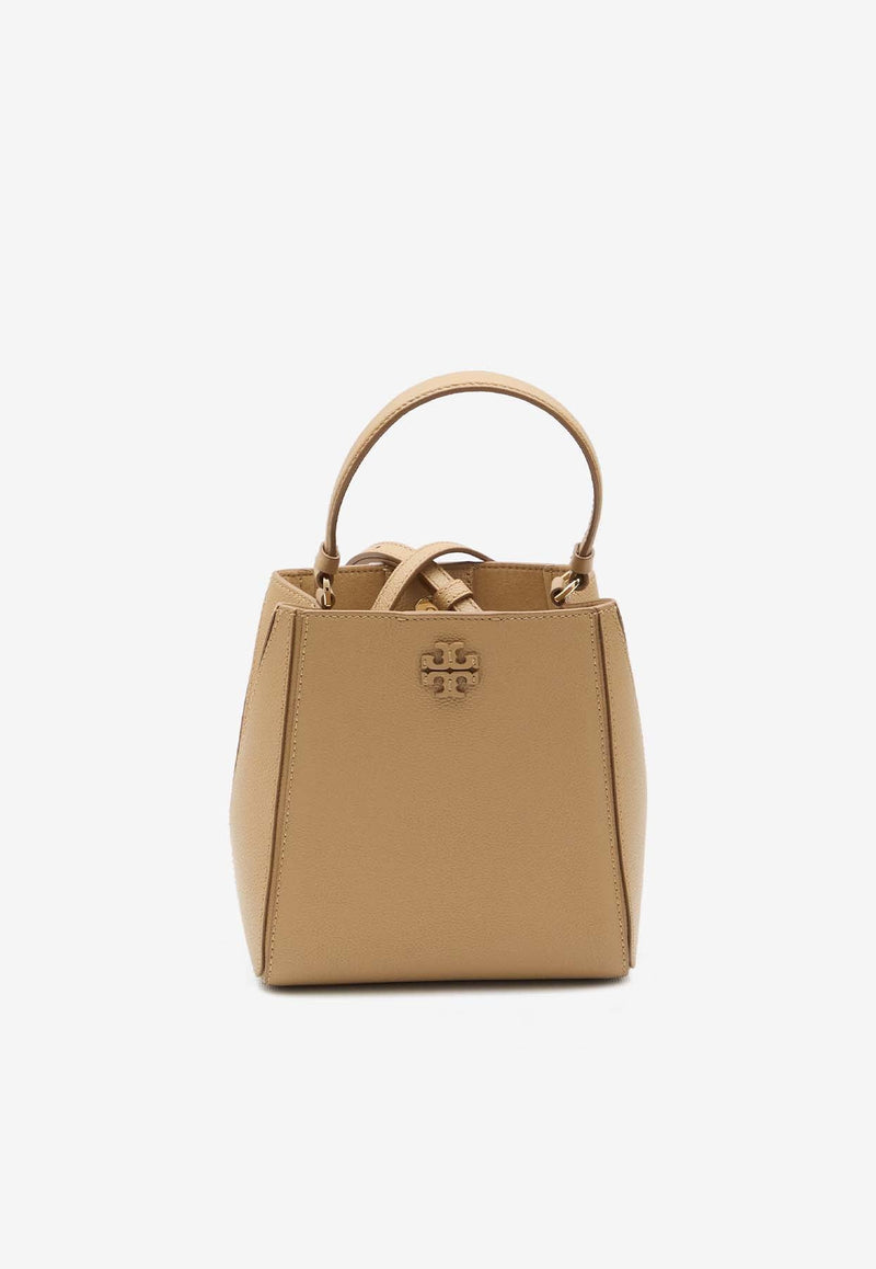 Small McGraw Grained Leather Bucket Bag
