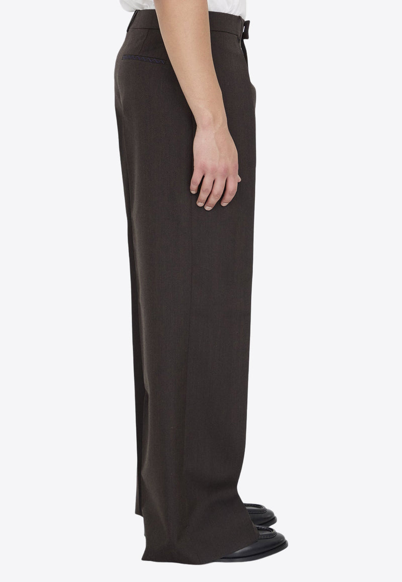 Wide-Leg Pleated Wool Pants