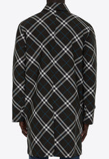 Single-Breasted Checked Trench Coat