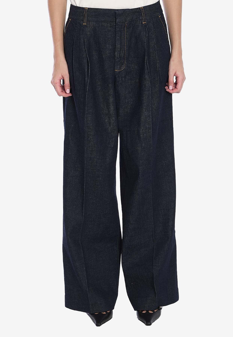 Illustration Wide-Leg Denim Pants