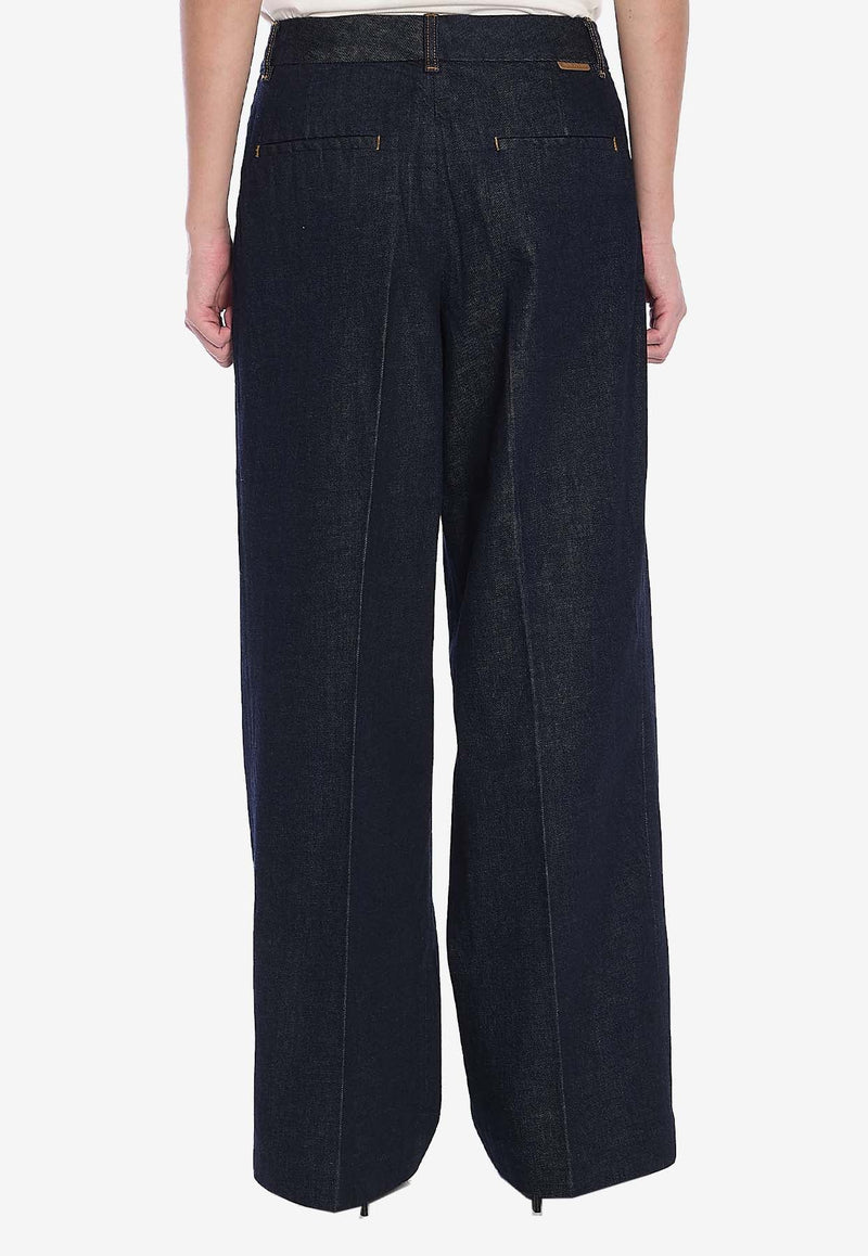 Illustration Wide-Leg Denim Pants