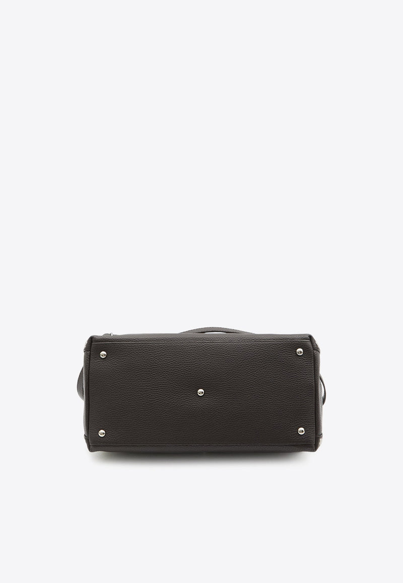 Medium Postina Leather Top Handle Bag