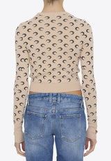 Moon Jacquard Knit Cropped Sweater