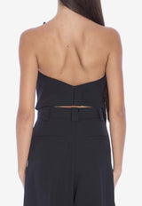 Asymmetric Strapless Wool Top