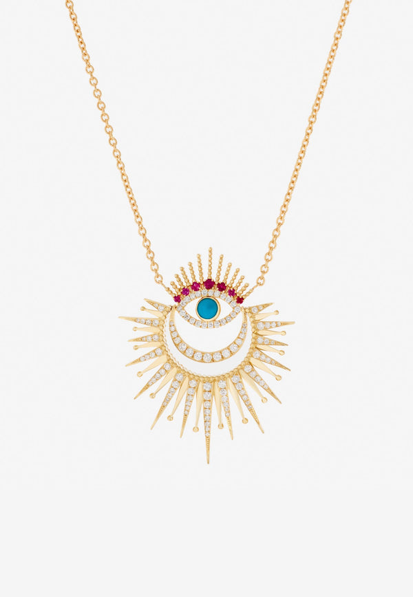Written In The Stars Collection Luminous Evil Eye Diamond Necklace in 18-karat Yellow Gold
