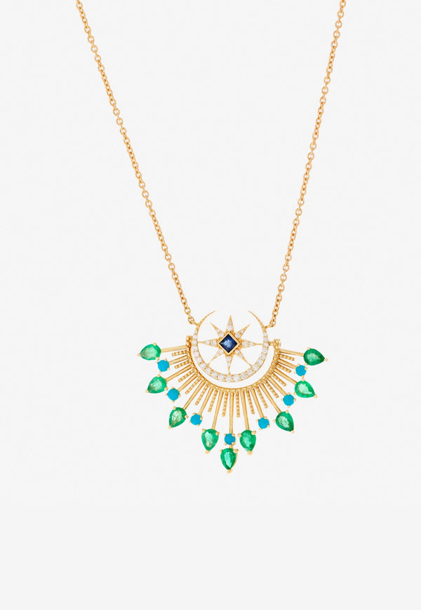 Written In The Stars Collection The Cosmic Love Diamond Necklace in 18-karat Yellow Gold