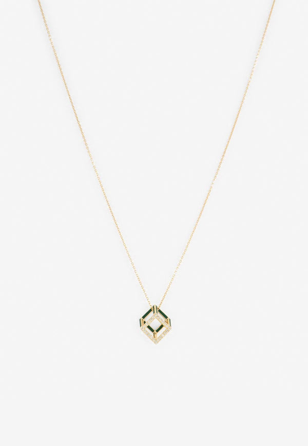 Cube Mirage Diamond Chain Necklace in 18-karat Yellow Gold