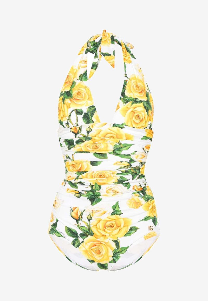 Rose Print One-Piece Swimsuit