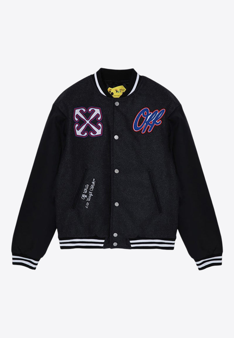 Boys Logo Patch Wool Bomber Jacket