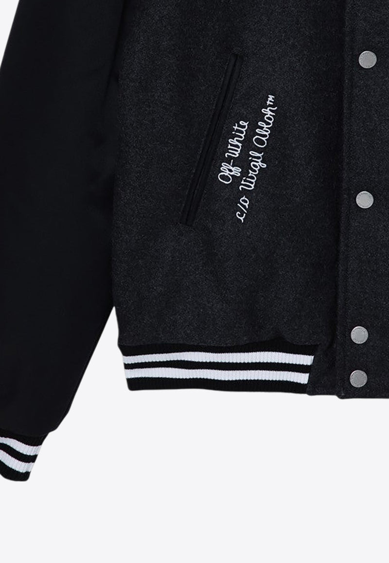 Boys Logo Patch Wool Bomber Jacket