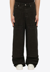 Wide-Leg Denim Cargo Pants