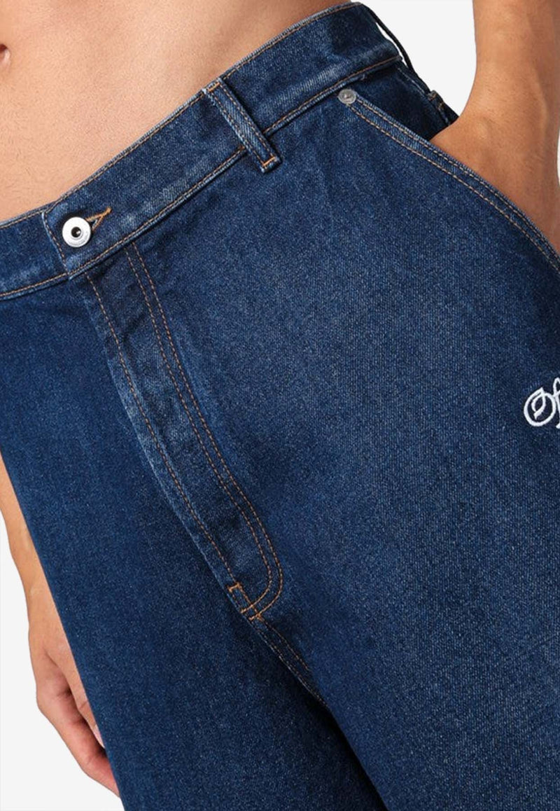 Embroidered Logo Wide Jeans