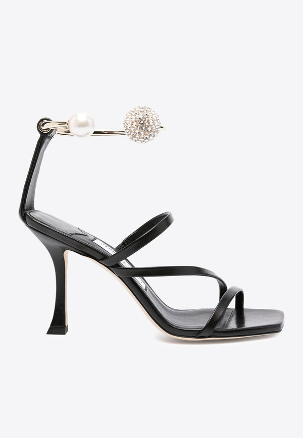 Ottilia 90 Crystal-Embellished Sandals in Nappa Leather