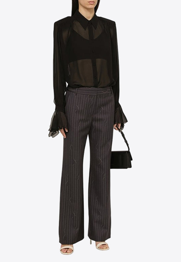 Pinstripe Wool-Blend Pants