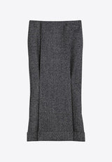 Mouliné Wool Midi Skirt