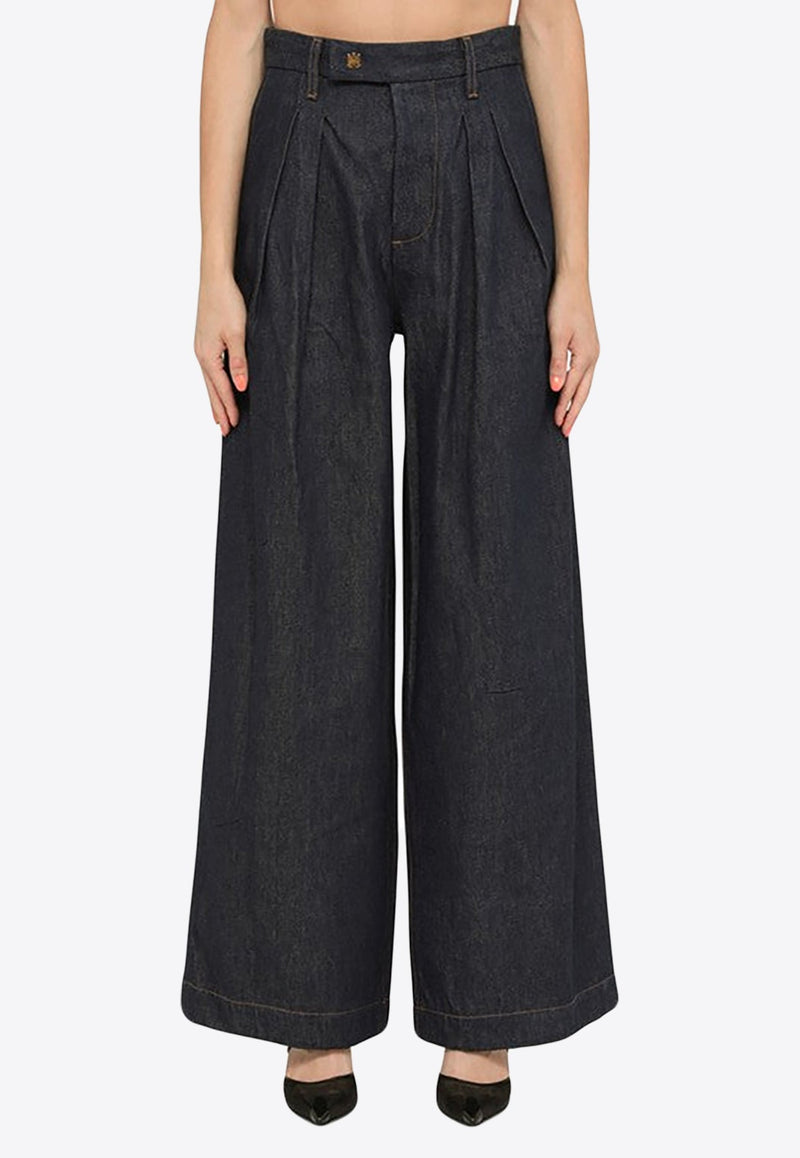 Wide-Leg Tailored Denim Pants