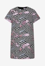 Girls Abstract Print Crewneck Dress