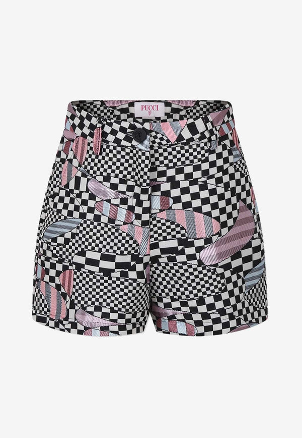 Girls Abstract Print Mini Shorts