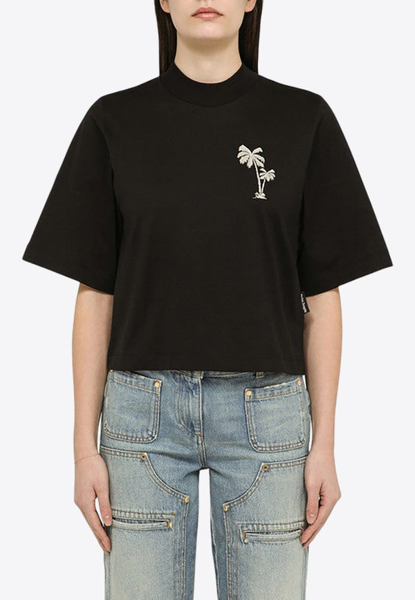 Embroidered Palm Tree Cropped T-shirt