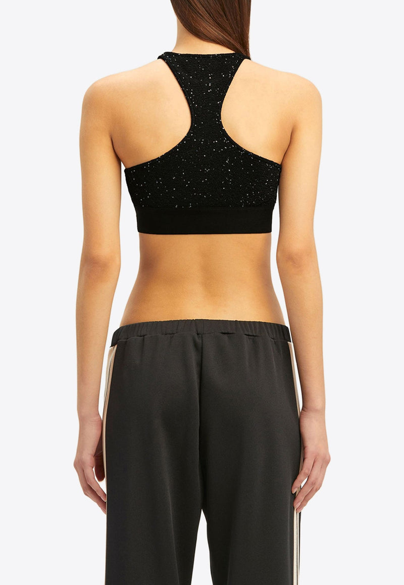 Beaded Knit Logo Cropped Top