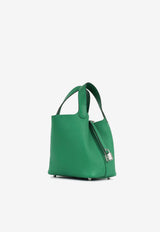 Picotin 18 in Vert Vertigo Clemence Leather with Palladium Hardware