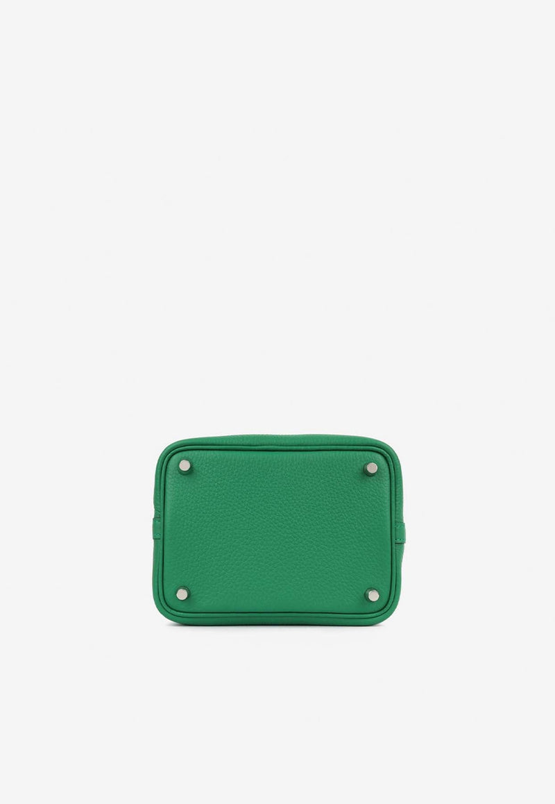 Picotin 18 in Vert Vertigo Clemence Leather with Palladium Hardware